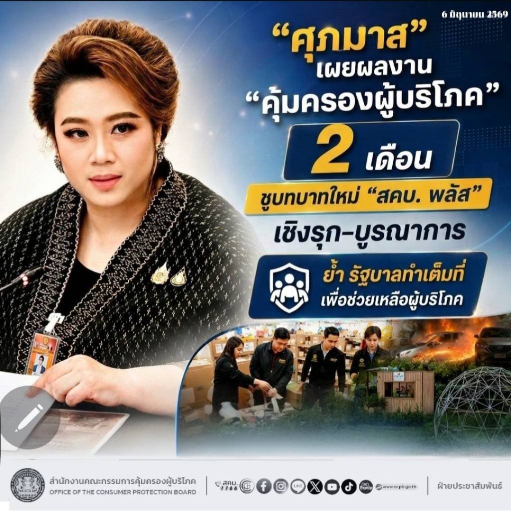 &ldquo;ศุภมาส&rdquo; เผยผลงาน &ldquo;คุ้มครองผู้บริโภค&rdquo; 2 เดือน ชูบทบาทใหม่ &ldquo;สคบ. พลัส&rdquo; 